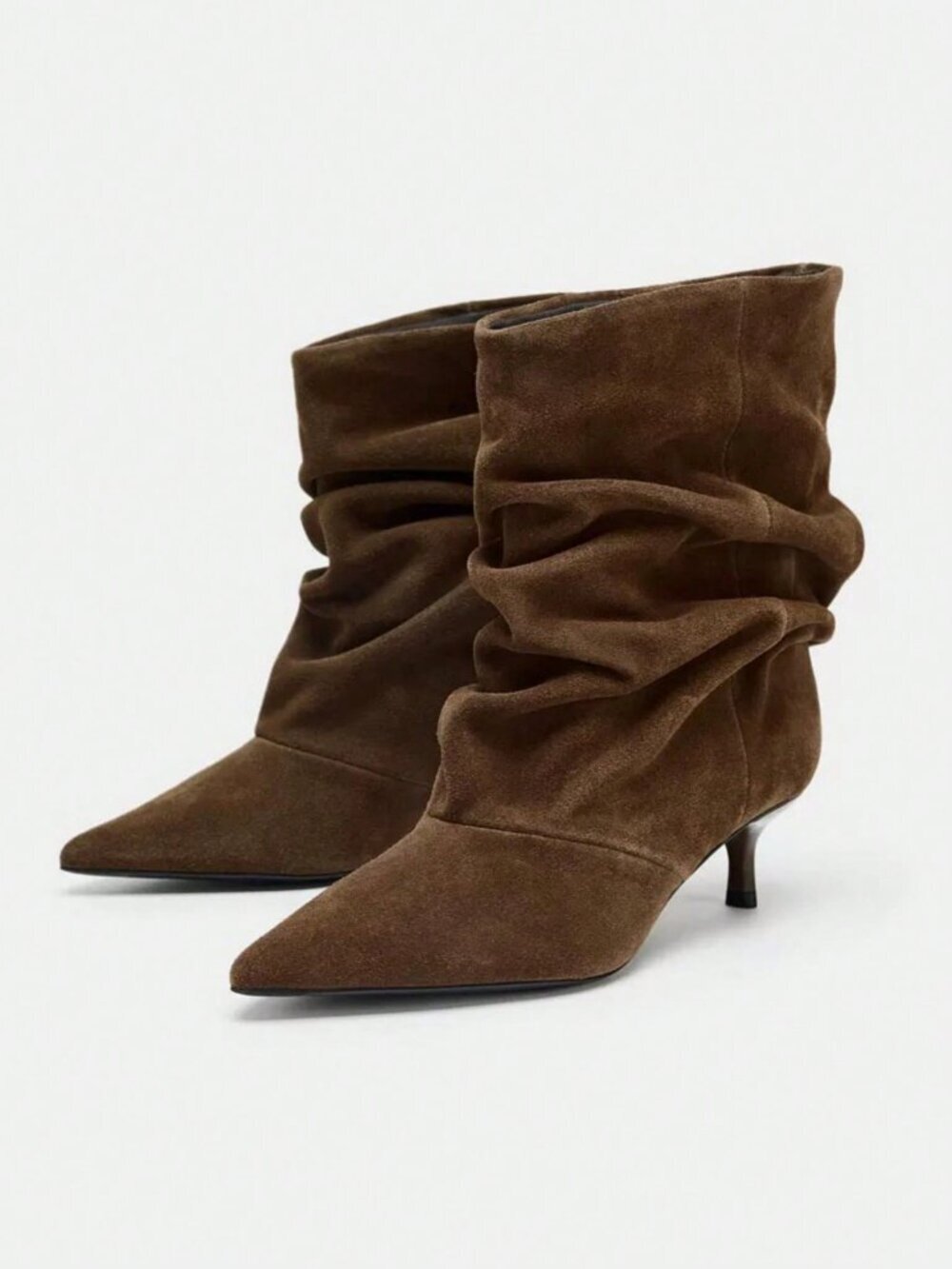 Brown Women's boho ruched Casual heeled Boots